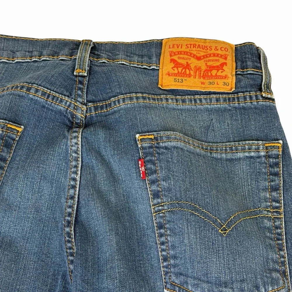 Levis 513 Jeans Size 28x30 Blue Denim Medium Wash Mid Rise Straight Leg Casual‎